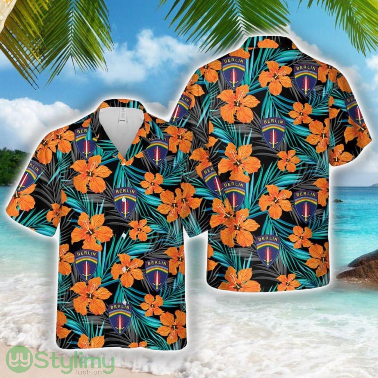 US Army Berlin Brigade 3D Hawaiian Shirt Summer Trending Gift Orange Flower 2 US Army Berlin Brigade 3D Hawaiian Shirt Summer Trending Gift Orange Flower Product Photo 1