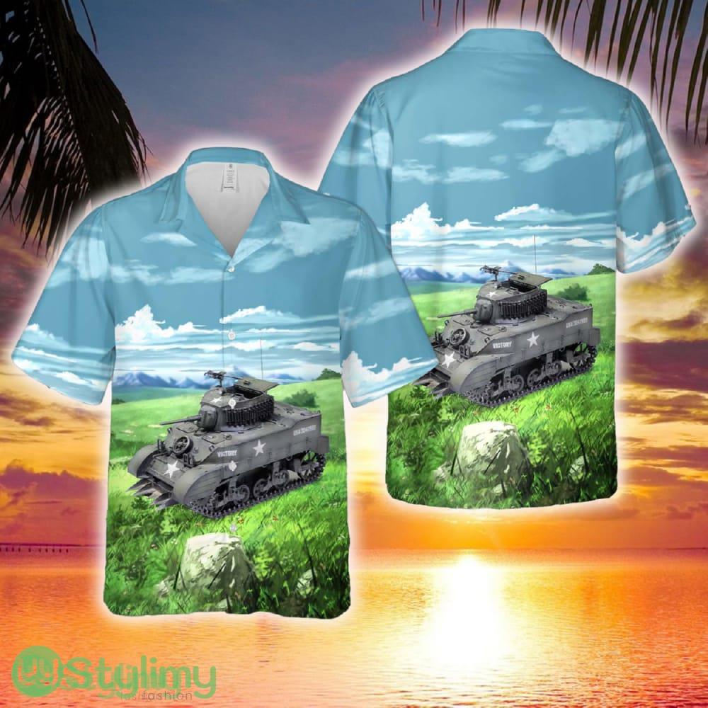 US Army M5A1 Light Tank WWII Hawaiian Shirt 2 US Army M5A1 Light Tank WWII Hawaiian Shirt - US Army M5A1 Light Tank WWII Hawaiian Shirt