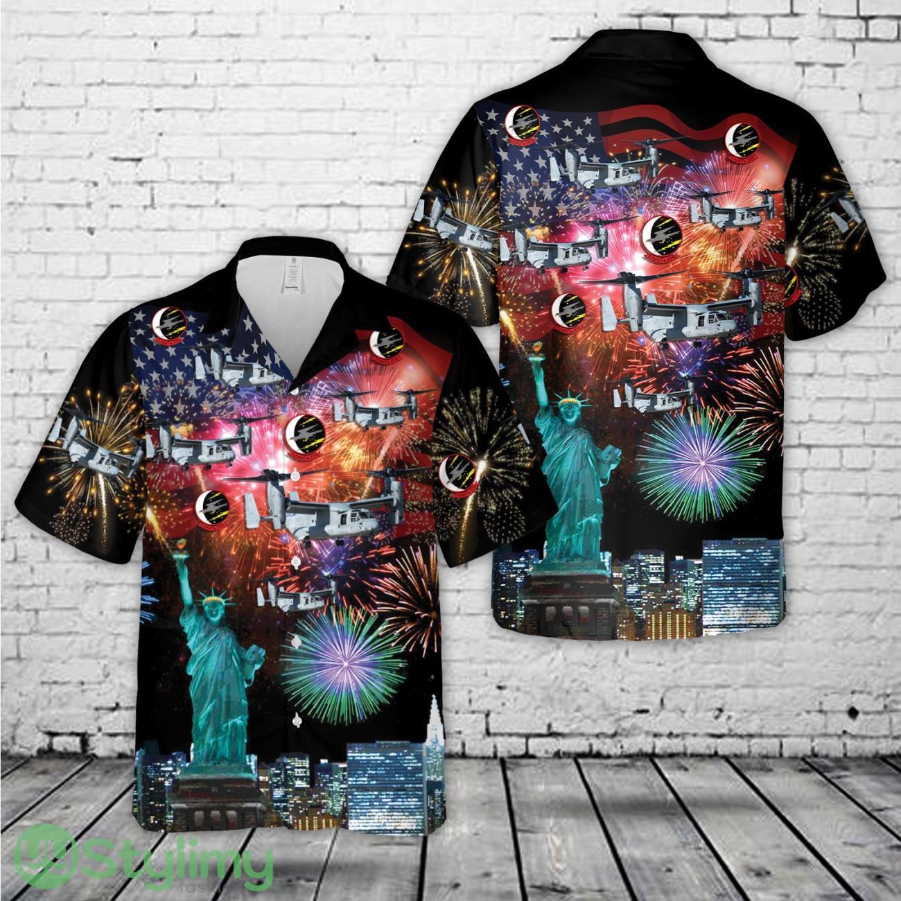 US Marine Corps Bell-Boeing MV-22B Osprey Of VMMT-204 ''Raptors'', 4th Of July 3D Hawaiian Shirt Summer Trending Gift 2 us marine corps bell boeing mv 22b osprey of vmmt 204 raptors 4th of july 3d hawaiian shirt summer trending gift