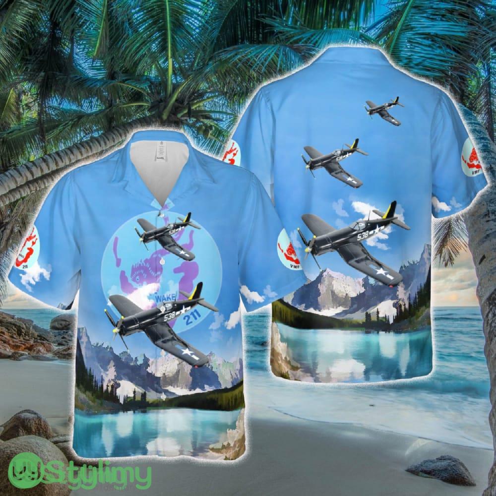 US Marine Corps VMF-211 Wake Island Avengers F4U Hawaiian Shirt 2 US Marine Corps VMF-211 Wake Island Avengers F4U Hawaiian Shirt - US Marine Corps VMF-211 Wake Island Avengers F4U Hawaiian Shirt