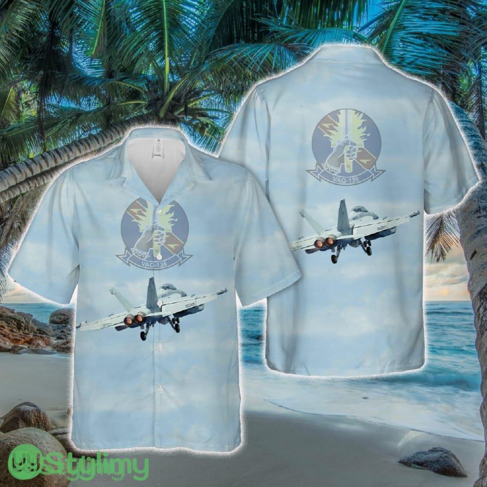 US Navy Boeing EA-18G Growler Of VAQ-136 'Gauntlets' Hawaiian Shirt 2 us navy boeing ea 18g growler of vaq 136 gauntlets hawaiian shirt