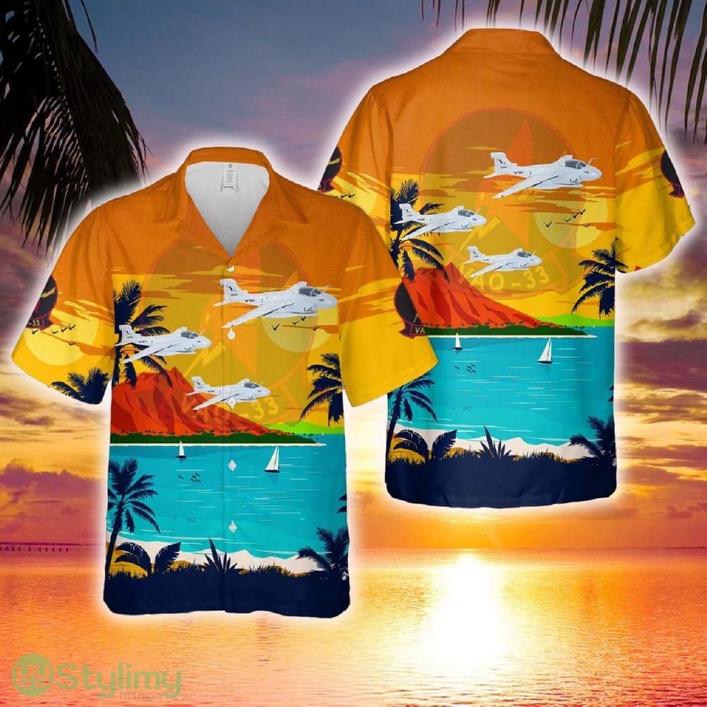 US Navy Electronic warfare squadron VAQ-33 Firebirds EA-6A Intruders Hawaiian Shirt 2 US Navy Electronic warfare squadron VAQ-33 Firebirds EA-6A Intruders Hawaiian Shirt - US Navy Electronic warfare squadron VAQ-33 Firebirds EA-6A Intruders Hawaiian Shirt