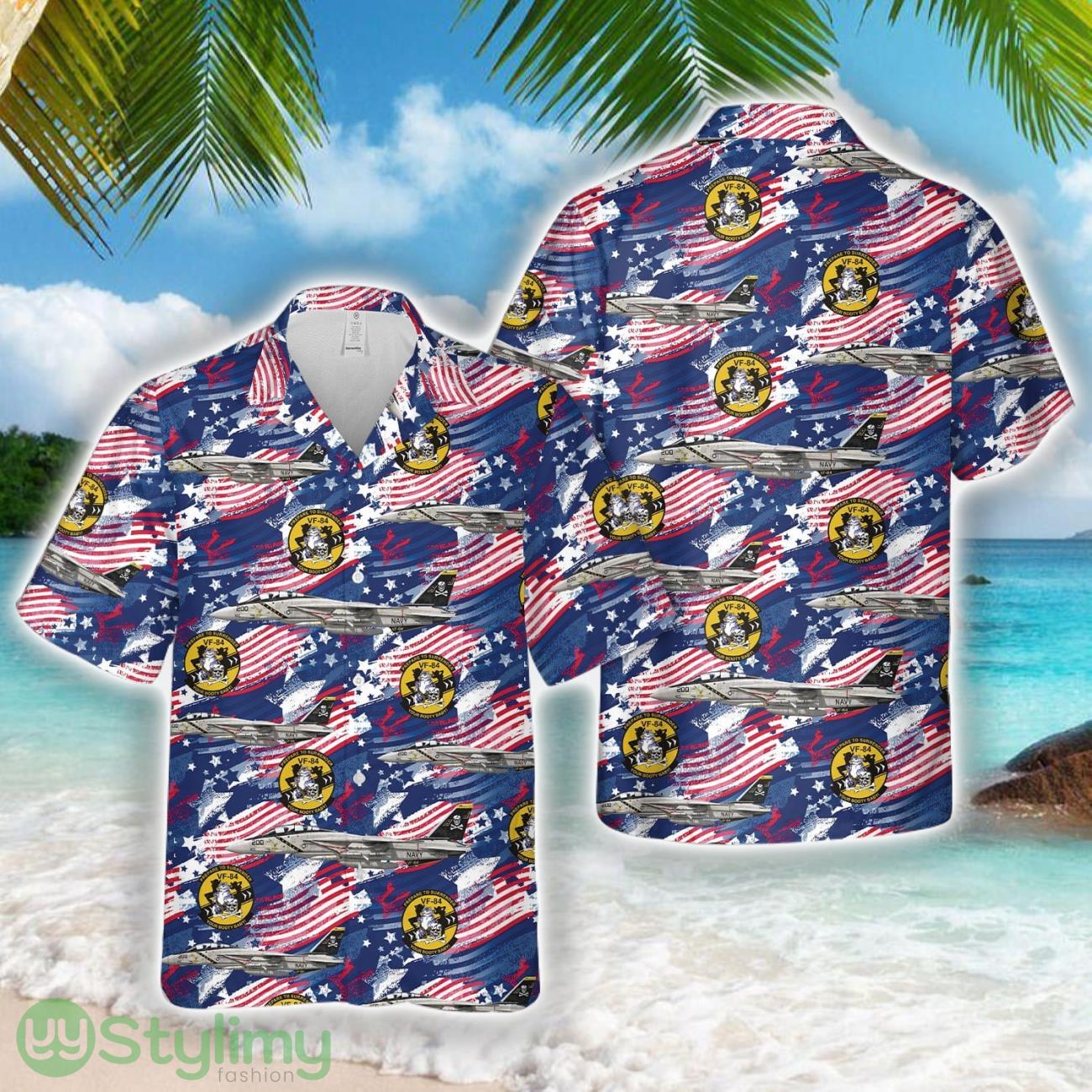 US Navy F-14A Tomcat Of VF-84 Jolly Rogers, 4th Of July 3D Hawaiian Shirt Summer Trending Gift 2 US Navy F-14A Tomcat Of VF-84 Jolly Rogers, 4th Of July 3D Hawaiian Shirt Summer Trending Gift Product Photo 1