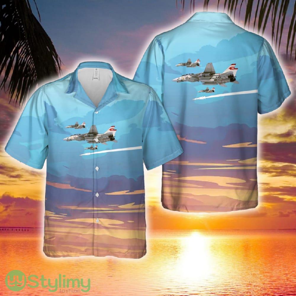 US Navy Grumman F-14A Tomcat from fighter squadron VF-1 Wolfpack launching an AIM-54 Phoenix missile Hawaiian Shirt 2 US Navy Grumman F-14A Tomcat from fighter squadron VF-1 Wolfpack launching an AIM-54 Phoenix missile Hawaiian Shirt - 250224-115509