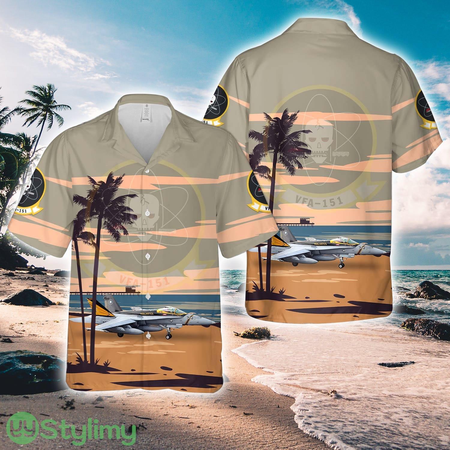US Navy McDonnell Douglas FA-18C Hornet of Strike Fighter Squadron 151 (VFA-151) Vigilantes Hawaiian Shirt Unique Gift 2 US Navy McDonnell Douglas FA-18C Hornet of Strike Fighter Squadron 151 (VFA-151) Vigilantes Hawaiian Shirt Unique Gift Product Photo 1