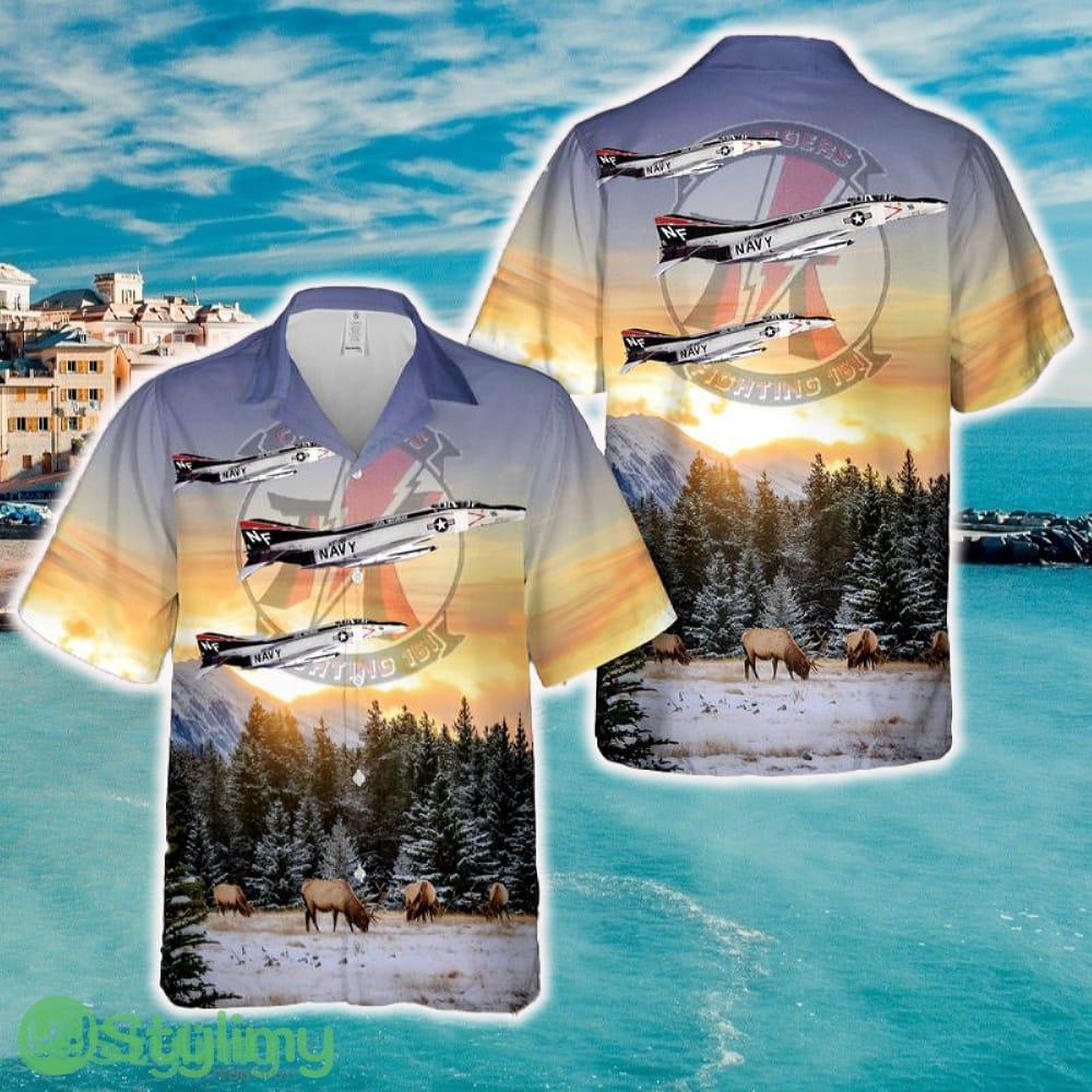 US Navy McDonnell F-4N Phantom II (BuNo 151491) of Fighter Squadron VF-161 ''Chargers'' Hawaiian Shirt 1 us navy mcdonnell f 4n phantom ii buno 151491 of fighter squadron vf 161 chargers hawaiian shirt