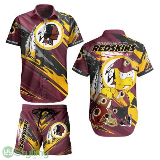 Washington Redskins Football NFL 3D All Printed Aloha Hawaiian Shirt Bart Simpson Summer Gift For Men Women Fans