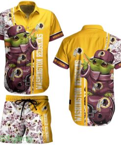 Washington Redskins Football NFL Baby Yoda Aloha 3D Hawaiian Shirt And Short New Collection Summer Perfect Gift For Fan Product Photo 1