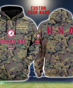 Alabama Crimson Tide 3D Printing Army Camo Pattern Unisex Hoodies Custom Name For Fans Product Photo 1
