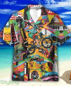 Amazing Cycling Colorful Unisex Short Sleeve Shirts Hawaiian Shirt For Men Women Product Photo 1