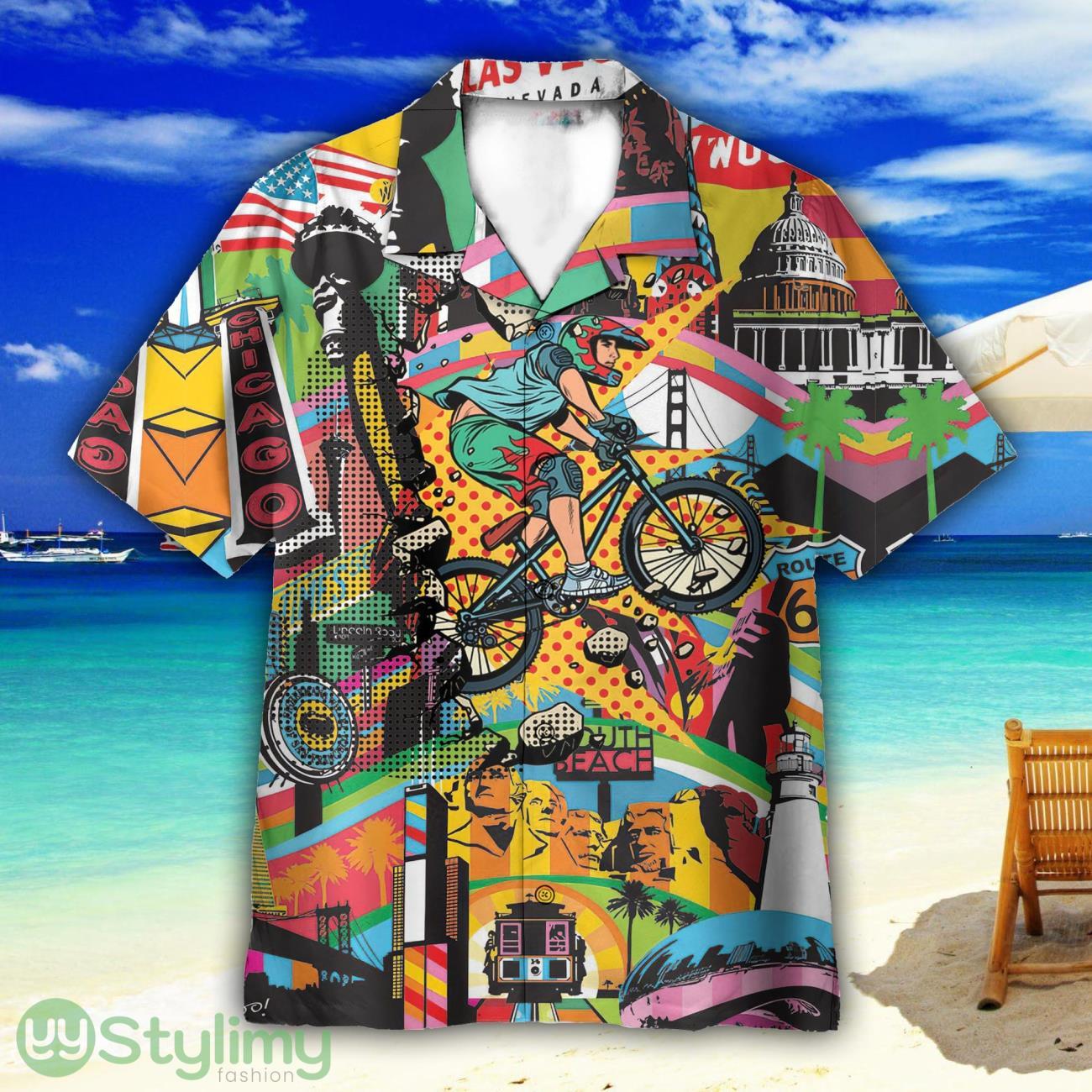 Amazing Cycling Colorful Unisex Short Sleeve Shirts Hawaiian Shirt For Men Women 2 Amazing Cycling Colorful Unisex Short Sleeve Shirts Hawaiian Shirt For Men Women Product Photo 1