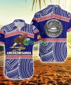 American Samoa Rugby Polynesian Patterns American Samoa Button Down Hawaiian Shirt Trending Summer Product Photo 1