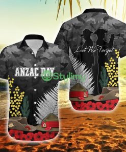 Anzac Day Camo Style Slouch Hats Mix Silver Fern Golden Wattle New Zealand Button Down Hawaiian Shirt Trending Summer Product Photo 1
