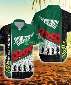 Anzac Day Lest We Forget Australia Indigenous And New Zealand Maori New Zealand Button Down Hawaiian Shirt Trending Summer Product Photo 1