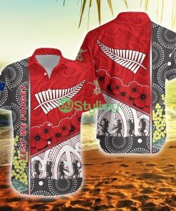 Anzac Day Lest We Forget Australia Indigenous And New Zealand Maori Red New Zealand Button Down Hawaiian Shirt Trending Summer Product Photo 1