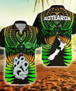 Aotearoa Fern New Zealand Hei Tiki Special Style New Zealand Button Down Hawaiian Shirt Trending Summer Product Photo 1