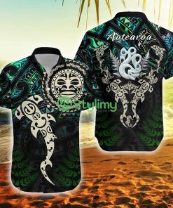 Aotearoa Paua Shell Maori Manaia And Fish New Zealand Button Down Hawaiian Shirt Trending Summer Product Photo 1