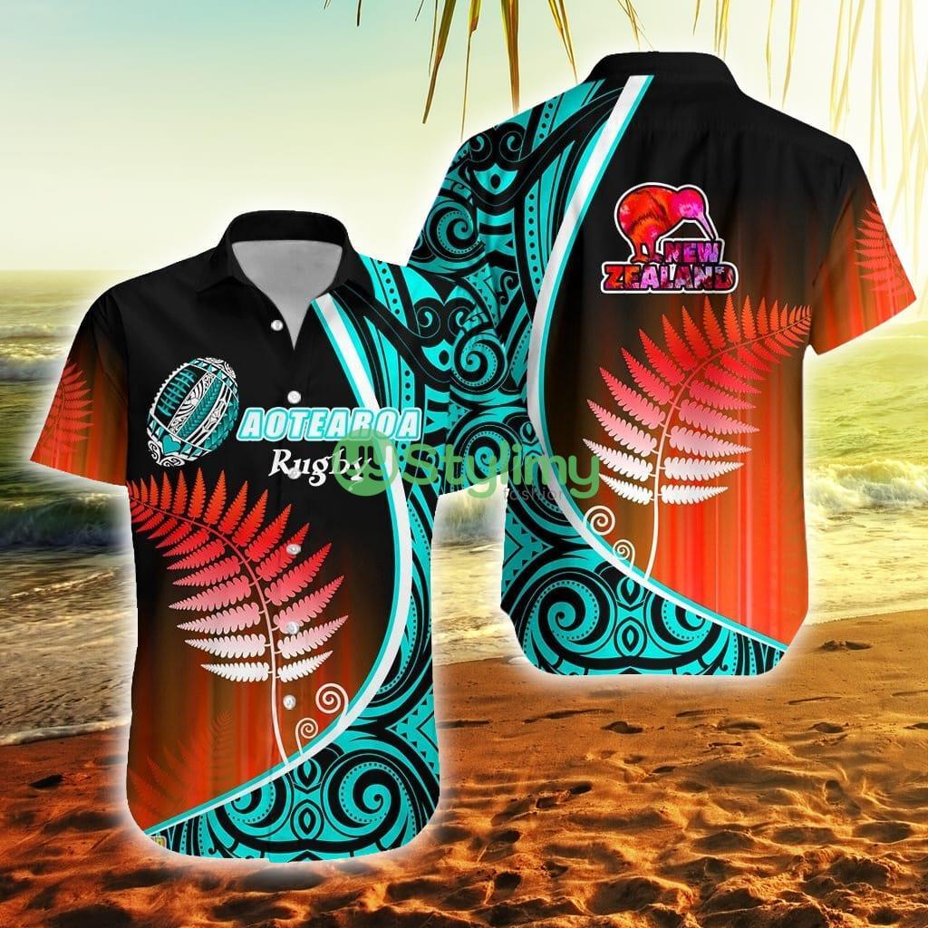 Aotearoa Rugby Black Maori Kiwi And Silver Fern New Zealand Blue New Zealand Button Down Hawaiian Shirt Trending Summer 2 Aotearoa Rugby Black Maori Kiwi And Silver Fern New Zealand Blue New Zealand Button Down Hawaiian Shirt Trending Summer Product Photo 1