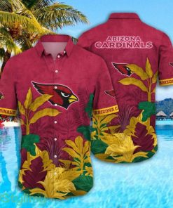 Arizona Cardinals NFL Tropical Leaves Pattern Hawaiian Shirt For Fans Product Photo 1