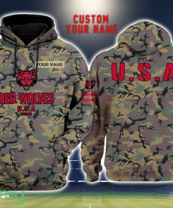 Arkansas State Red Wolves 3D Printing Army Camo Pattern Unisex Hoodies Custom Name For Fans Product Photo 1
