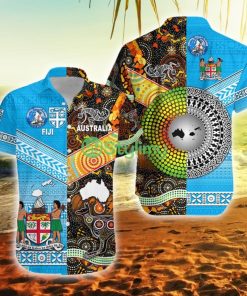 Australia Aboriginal And Fiji Tapa Together Central Coast Fijians Fiji Button Down Hawaiian Shirt Trending Summer Product Photo 1