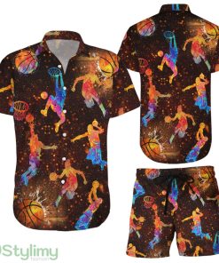 Basketball Hawaiian Shirt Basketball Watercolor Colorful Hawaii Shirt Gifts For Basketball Lovers Product Photo 1