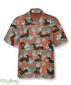 Black and Brown Dachshund Tropical Tree Dachshund Hawaiian Shirt Product Photo 1