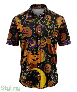 Black Cat Halloween Hawaiian Shirt 3D All Over Printed Hawaii Shirt Product Photo 1