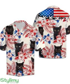Black Cat USA Flag 3D Aloha Hawaiian Shirt For Men And Women For Cat Lover Product Photo 1