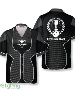 Black Sports Style Trophy Emblem Custom Bowling Hawaiian Shirt Product Photo 1