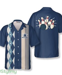 Blue Argyle 1950s Custom Bowling Hawaiian Shirt Product Photo 1