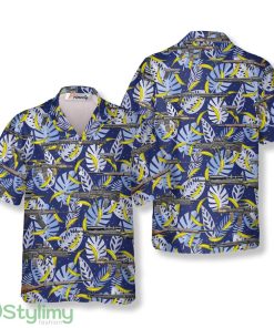 Blue Leaves And Bananas Gun Hawaiian Shirts Product Photo 1