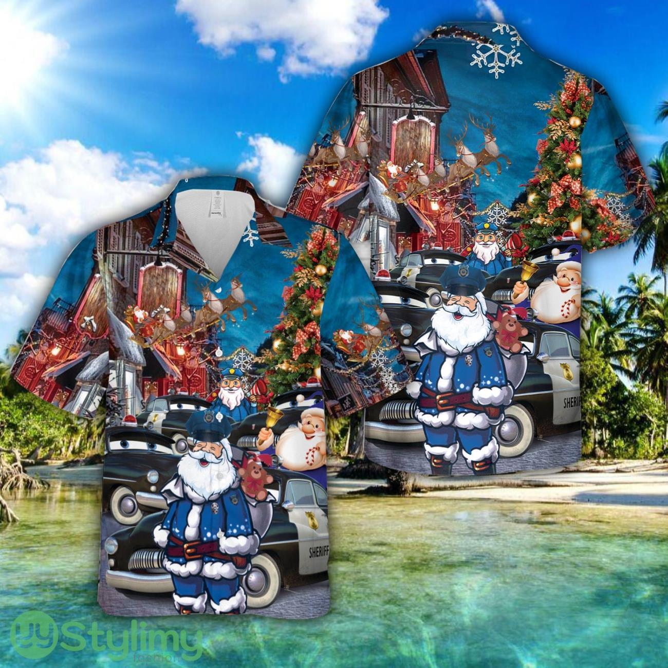 Blue Santa Sheriffs Merry Christmas Hawaiian Shirt 2 Blue Santa Sheriffs Merry Christmas Hawaiian Shirt Product Photo 1