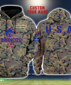 Boise State Broncos 3D Printing Army Camo Pattern Unisex Hoodies Custom Name For Fans Product Photo 1