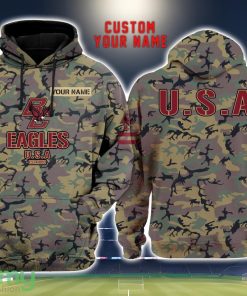 Boston College Eagles 3D Printing Army Camo Pattern Unisex Hoodies Custom Name For Fans Product Photo 1
