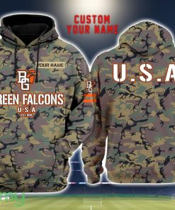 Bowling Green Falcons 3D Printing Army Camo Pattern Unisex Hoodies Custom Name For Fans Product Photo 1