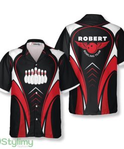 Bowling Pins Red Black Custom Bowling Hawaiian Shirt Product Photo 1