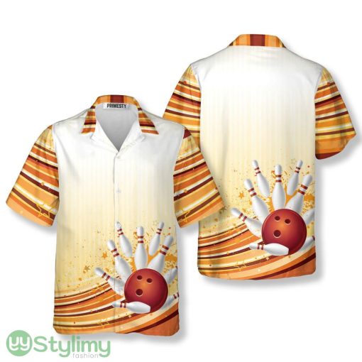 Bowling Strike and Strip Lines Pattern Bowling Hawaiian Shirt Product Photo 1