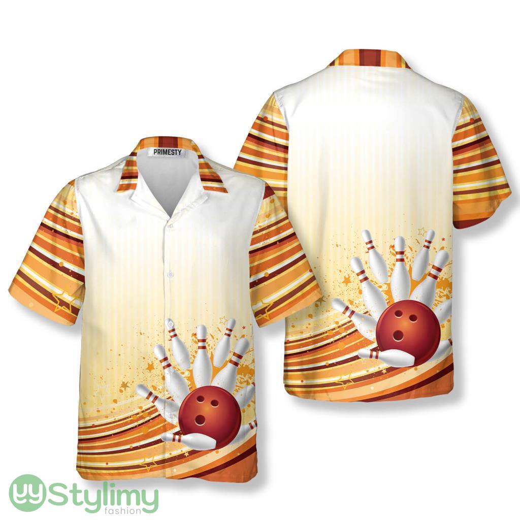 Bowling Strike and Strip Lines Pattern Bowling Hawaiian Shirt 2 Bowling Strike and Strip Lines Pattern Bowling Hawaiian Shirt Product Photo 1