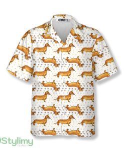 Brown Dachshund Poses With Dots Dachshund Hawaiian Shirt Product Photo 1