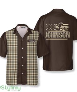 Brown Glen Plaid Custom Bowling Hawaiian Shirt Product Photo 1