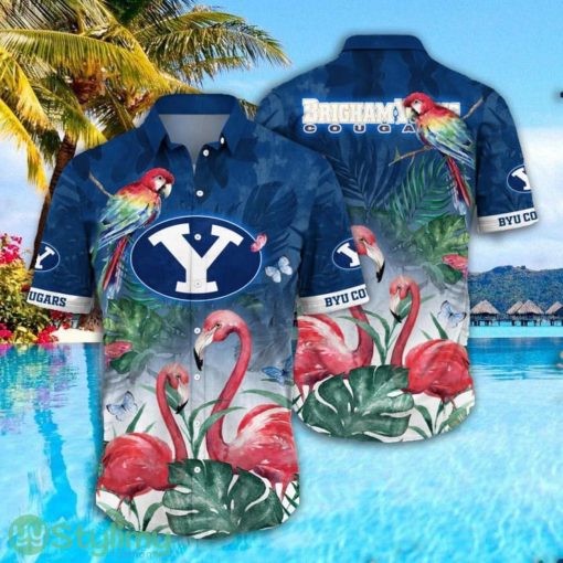 BYU Cougars NCAA3 Parrot Falamingo Pattern Hawaiian Shirt Cute Summer Gift