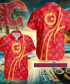 Calgary Flames Custom Name Hawaiian Shirt New For Men Women Fans Gift - Calgary Flames Custom Name Hawaiian Shirt New For Men Women Fans Gift