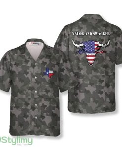 Camo US FLag Texas Hawaiian Shirts Product Photo 1