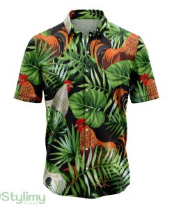 Chicken Green Tropical Leaves Hawaiian Shirt 3D All Over Printed Hawaii Shirt Product Photo 1