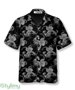 Chicken Rooster Black White Pattern Chicken Shirts Chicken Hawaiian Shirt Product Photo 1