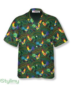 Chicken Rooster Floral Ornament Green Background Chicken Shirts Chicken Hawaiian Shirt Product Photo 1