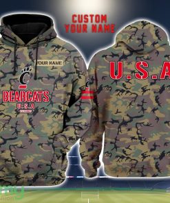 Cincinnati Bearcats 3D Printing Army Camo Pattern Unisex Hoodies Custom Name For Fans Product Photo 1