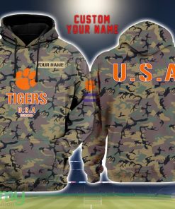 Clemson Tigers 3D Printing Army Camo Pattern Unisex Hoodies Custom Name For Fans Product Photo 1