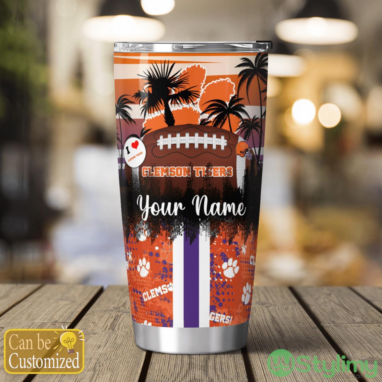 Clemson Tigers Tropical Personalized Name 3D Tumbler Summer Gift For Fans 2 Clemson Tigers Tropical Personalized Name 3D Tumbler Summer Gift For Fans Product Photo 2